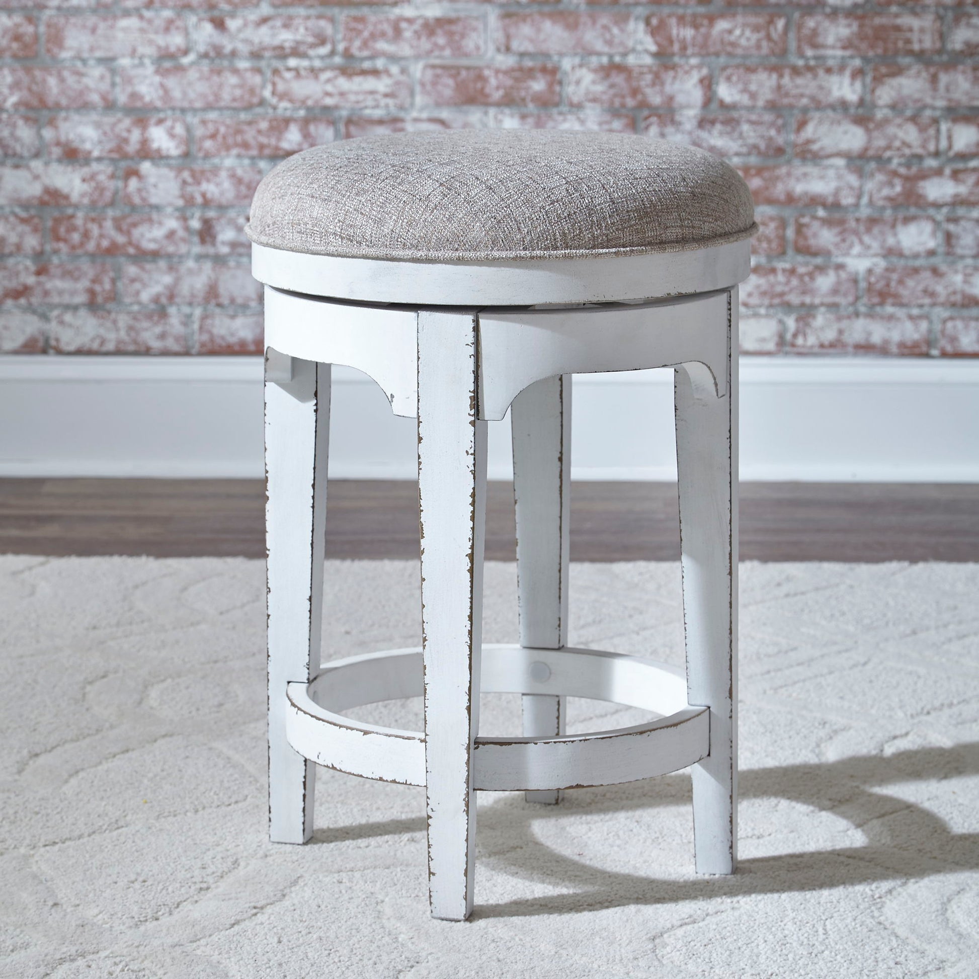 Magnolia Manor - Console Swivel Stool - White - Hornell Furniture Outlet