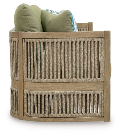 Serena Shores - Beige / Green - Sofa With Cushion - Hornell Furniture Outlet