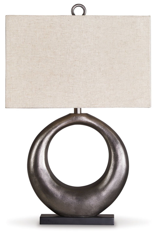 Saria - Metal Table Lamp - Antique Silver Finish - Hornell Furniture Outlet