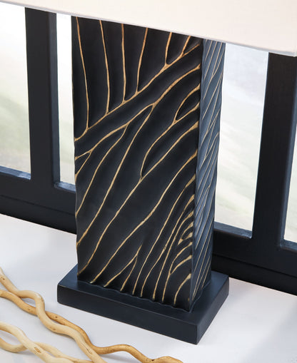 Bartlen - Black / Gold Finish - Poly Table Lamp - Hornell Furniture Outlet