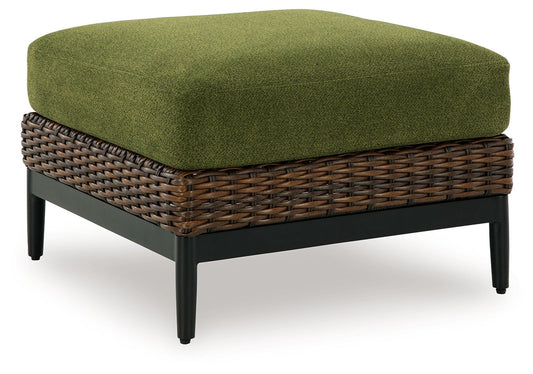 Horizon Hall - Brown / Green - Ottoman With Cushion - Hornell Furniture Outlet