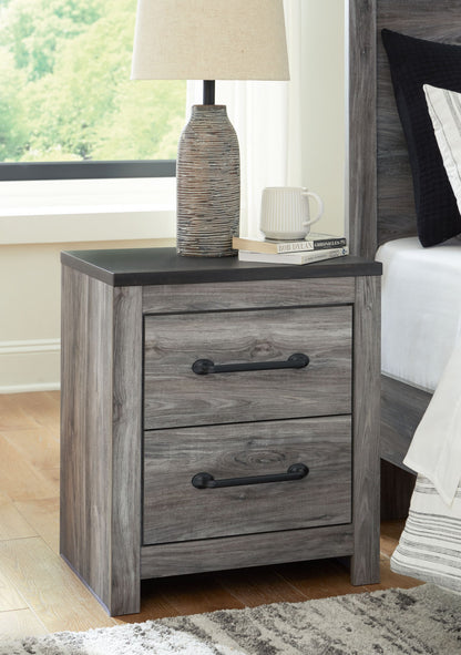 Bronyan - Dark Gray - Two Drawer Night Stand - Hornell Furniture Outlet