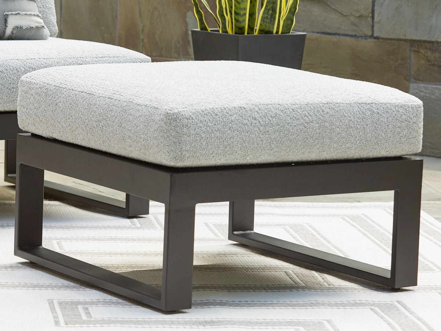 Beachloft - Black / Gray - Ottoman With Cushion - Hornell Furniture Outlet