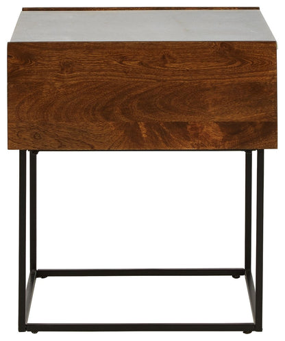 Rusitori - Brown / Beige / White - Rectangular End Table - Hornell Furniture Outlet