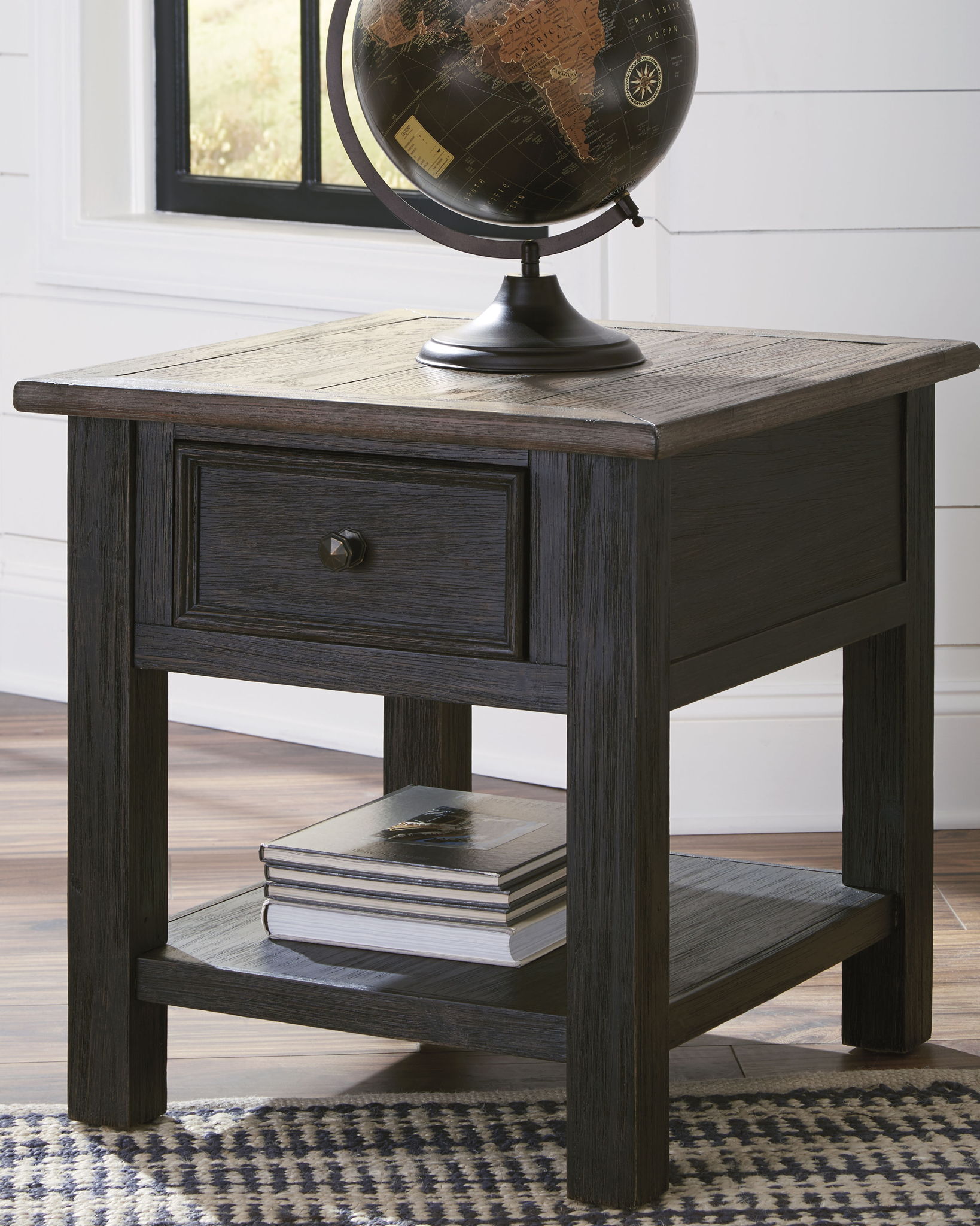 Tyler Creek - Grayish Brown / Black - Rectangular End Table - Hornell Furniture Outlet