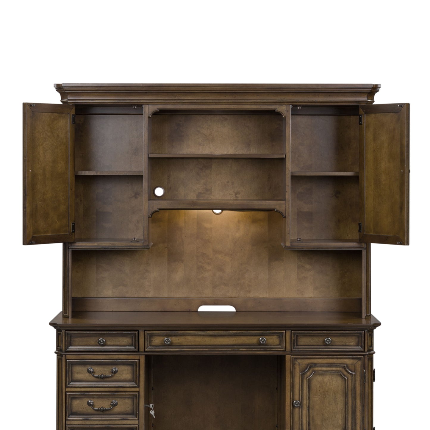 Amelia - Jr Executive Credenza Hutch - Dark Brown - Hornell Furniture Outlet