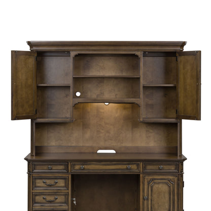 Amelia - Jr Executive Credenza Hutch - Dark Brown - Hornell Furniture Outlet