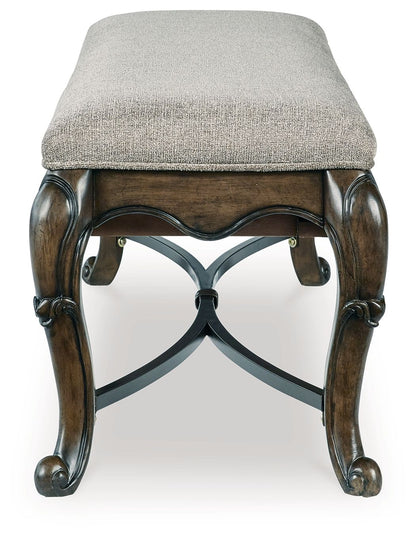 Maylee - 11 Pc. - Dining Extension Table, 4 Side Chairs, 2 Arm Chairs, Storage Bench, Buffet And Hutch - Dark Brown - Hornell Furniture Outlet