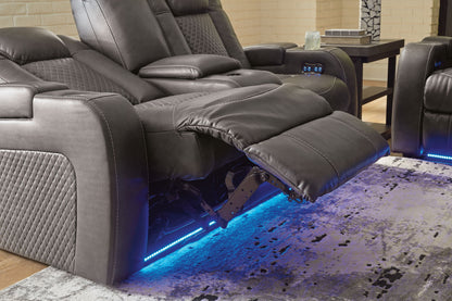 Fyne - dyme - Power Reclining Loveseat With Console/Adj Hdrst - Hornell Furniture Outlet