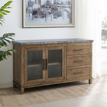 Grayson - Gray Marble Server - Light Brown - Hornell Furniture Outlet