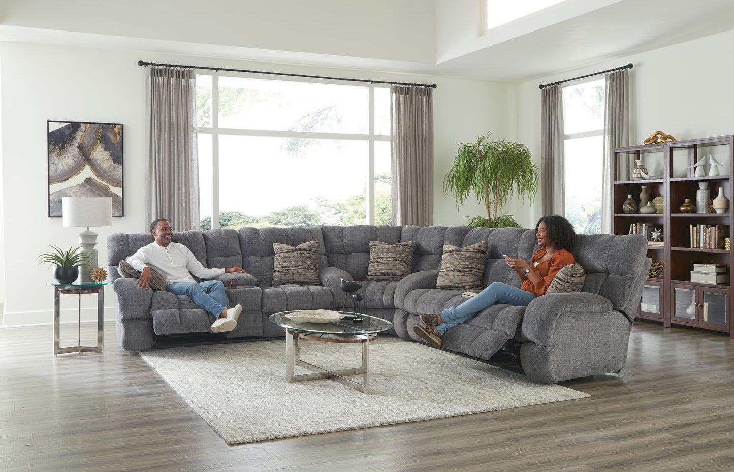 Ashland - Reclining Sectional With 4 Lay Flat Reclining Seats - Hornell Furniture Outlet