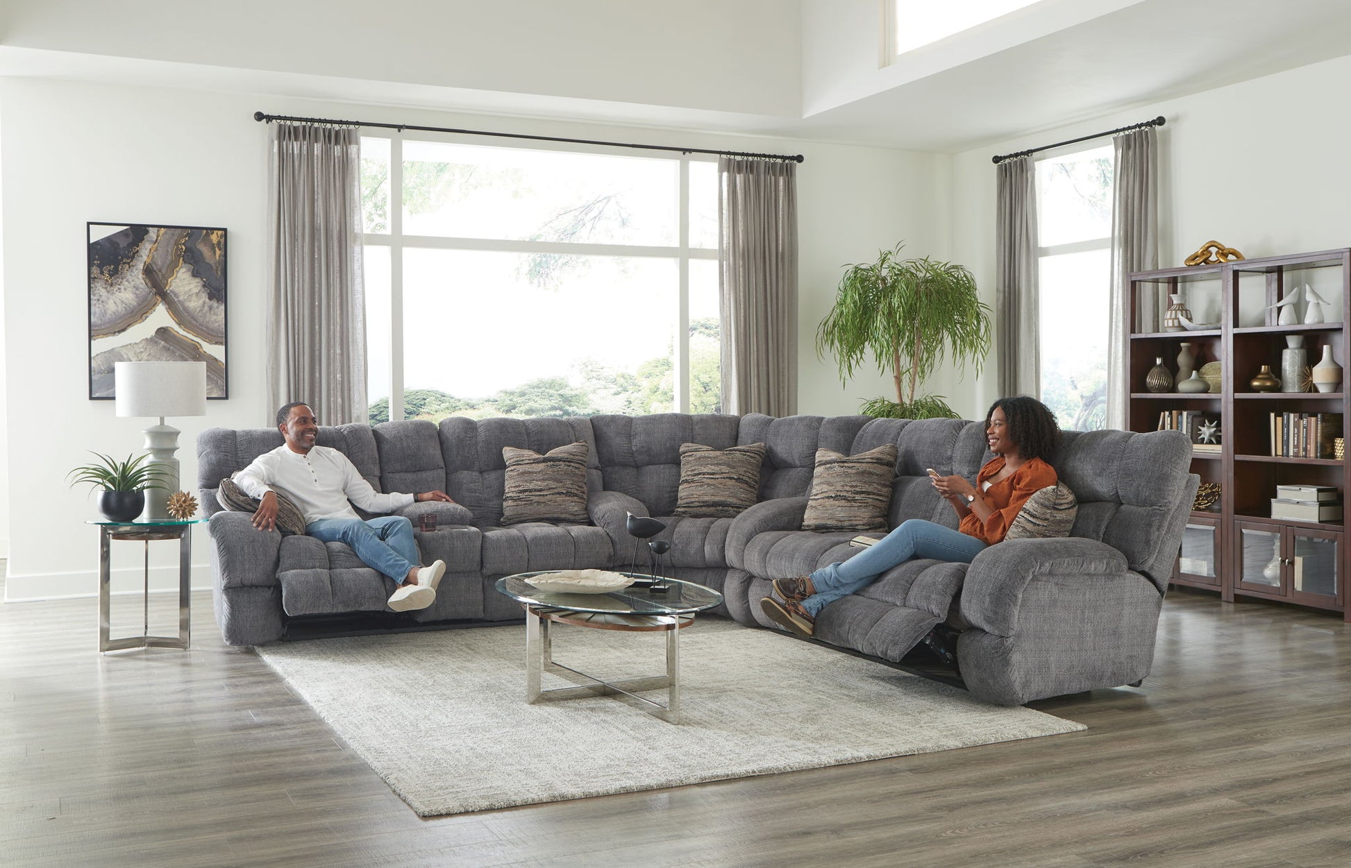 Ashland - Reclining Sectional With 4 Lay Flat Reclining Seats - Hornell Furniture Outlet