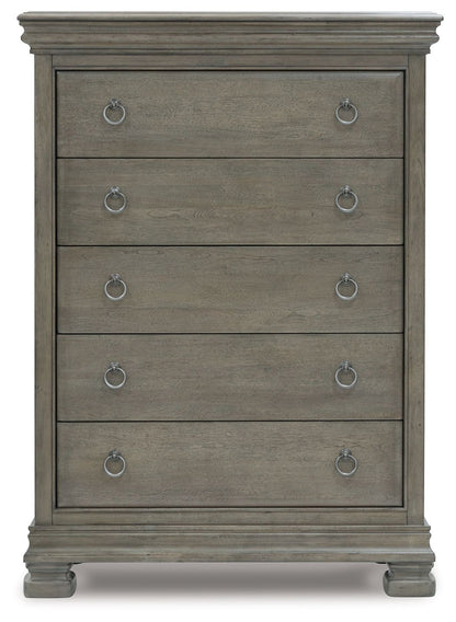 Lexorne - Gray - Five Drawer Chest - Hornell Furniture Outlet