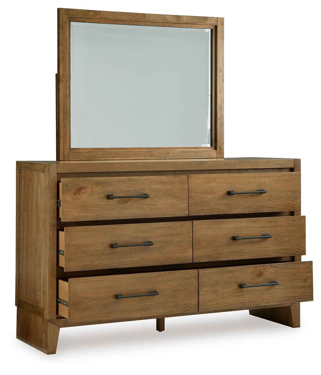 Sherbana - Light Brown - Dresser And Mirror - Hornell Furniture Outlet