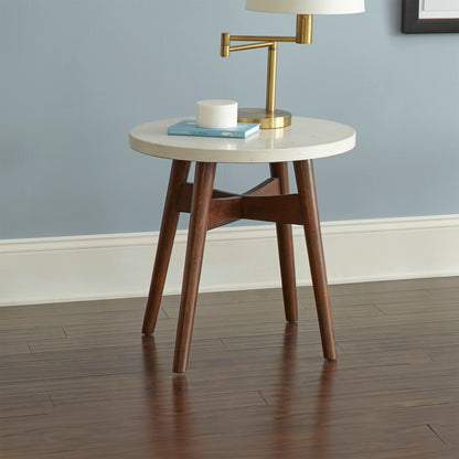 Serena - Silverstone Round End Table - White - Hornell Furniture Outlet