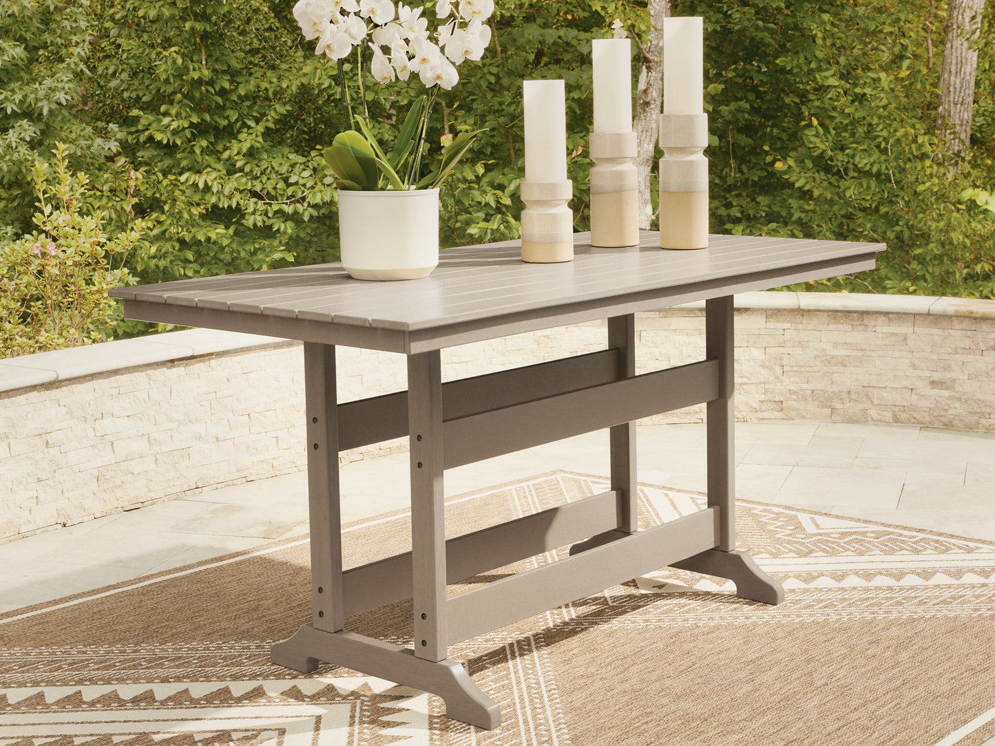 Seacliff Beach - Rectangular Counter Height Dining Table With Umbrella Option - Medium Brown - Hornell Furniture Outlet