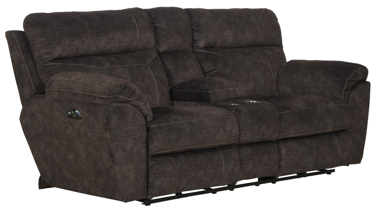 Sedona - Power Headrest Lay Flat Reclining Console Loveseat With Storage & Cupholders - Hornell Furniture Outlet