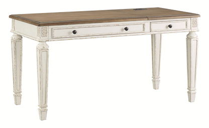 Realyn - White / Brown - Home Office Lift Top Desk - Hornell Furniture Outlet