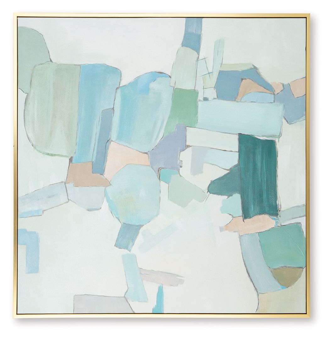 Wynburn - White / Blue / Green - Wall Art - Hornell Furniture Outlet