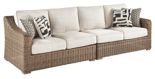 Beachcroft - Beige - RAF/LAF Loveseat w/Cush (Set of 2) - Hornell Furniture Outlet
