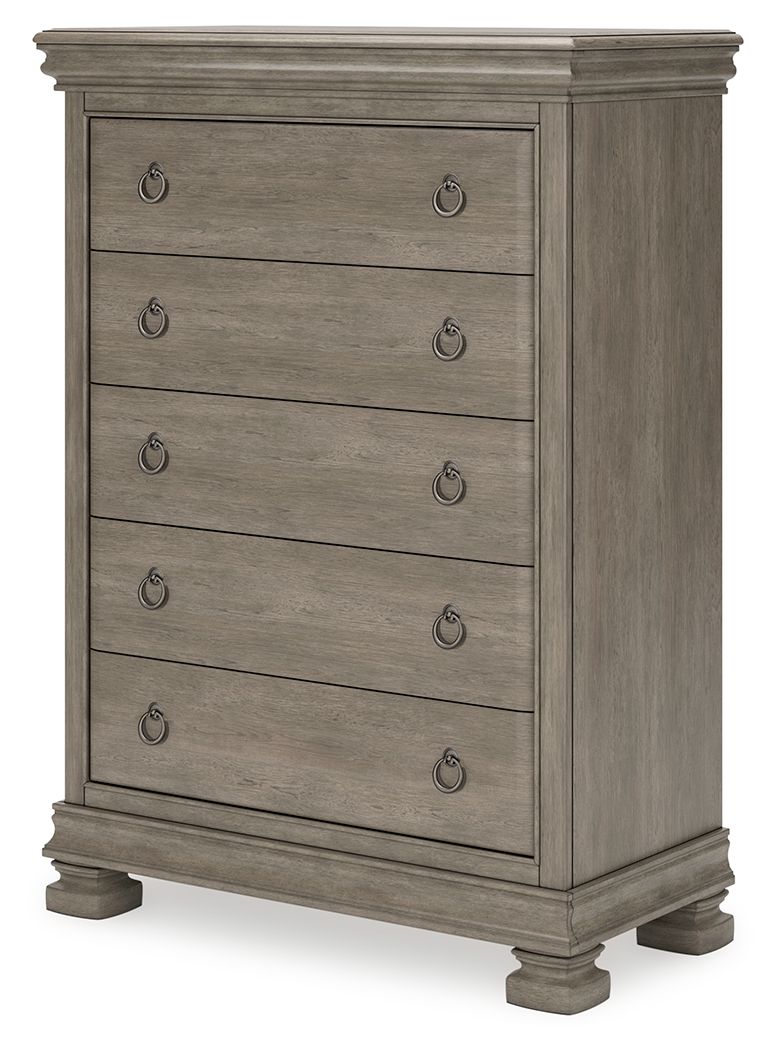 Lexorne - Gray - Five Drawer Chest - Hornell Furniture Outlet