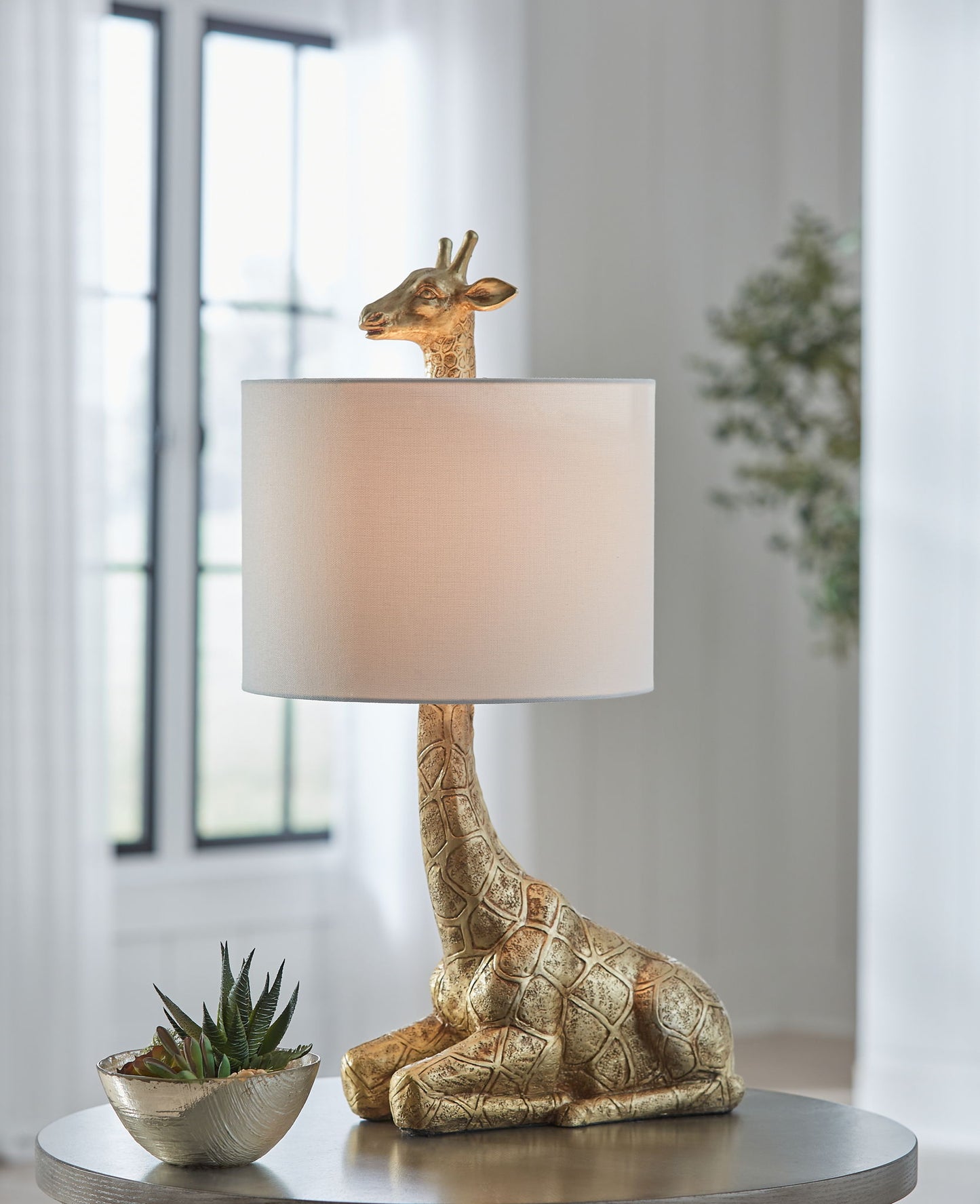 Ferrison - Gold Finish - Poly Table Lamp - Hornell Furniture Outlet