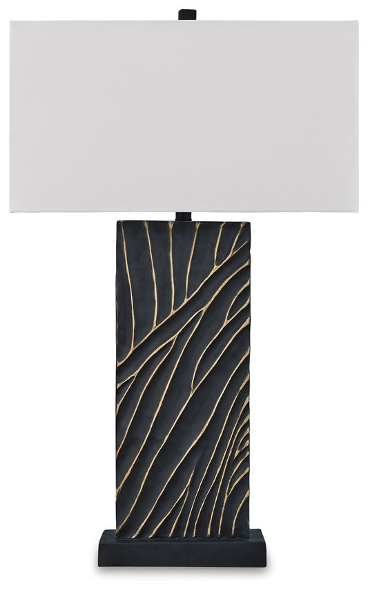 Bartlen - Black / Gold Finish - Poly Table Lamp - Hornell Furniture Outlet