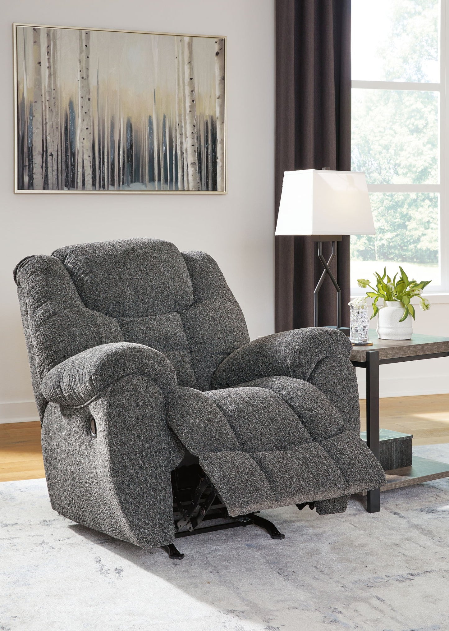 Foreside - Charcoal - Rocker Recliner - Hornell Furniture Outlet