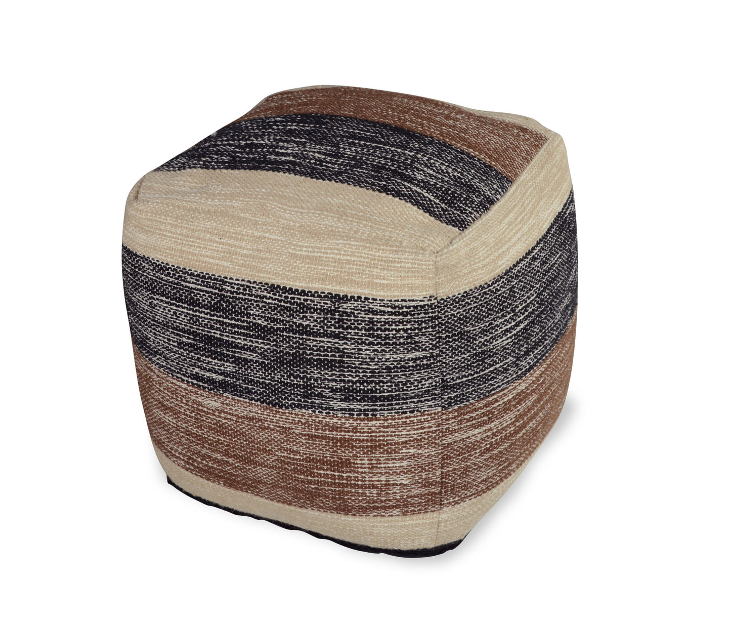 Jamal - Square Handwoven Woolen Pouf - Beige - Hornell Furniture Outlet