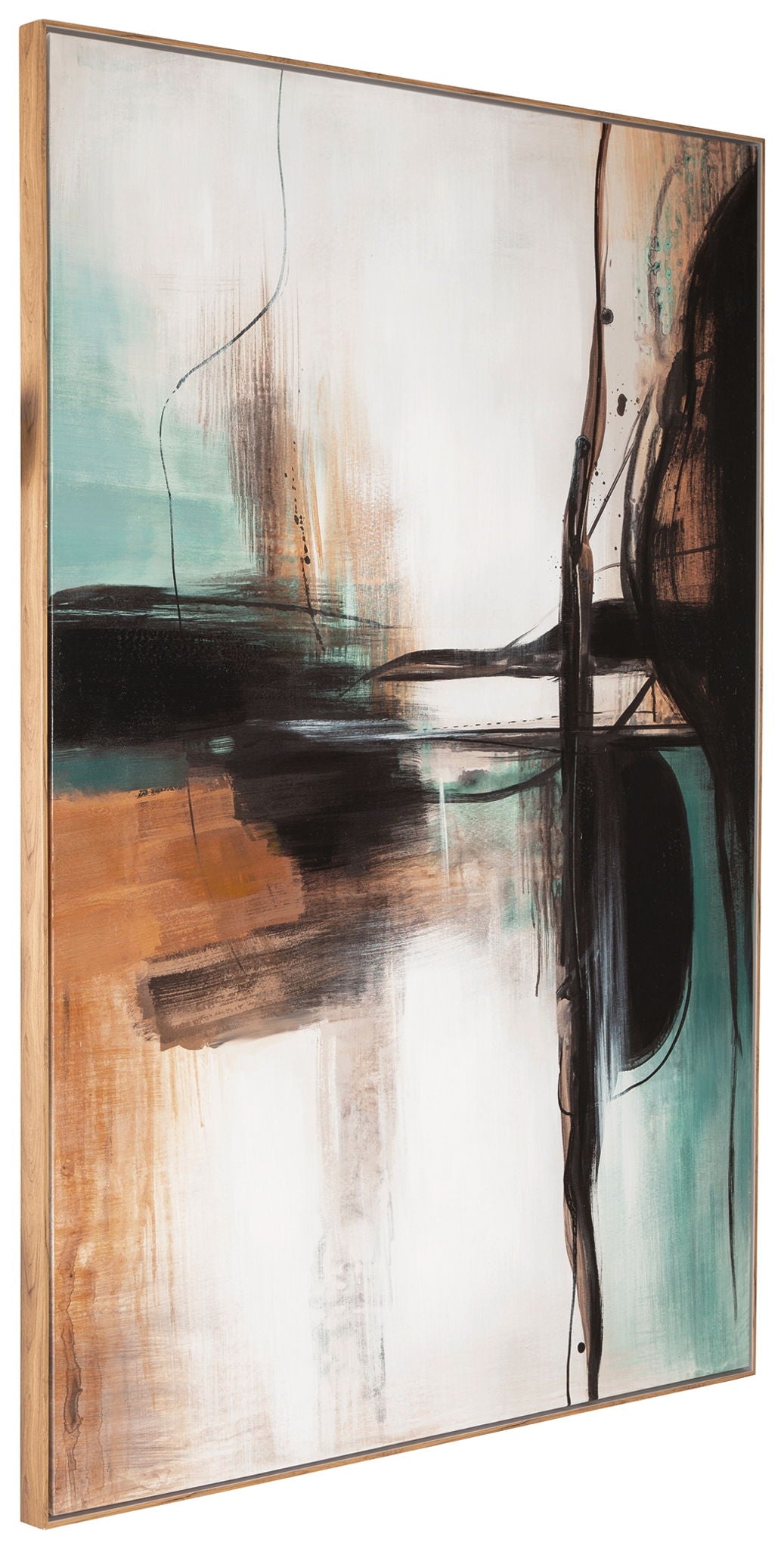 Brunonia - Teal / Orange / Black - Wall Art - Hornell Furniture Outlet