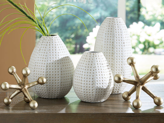 Azerton - White / Gold Finish - Accessory Set (Set of 5) - Hornell Furniture Outlet