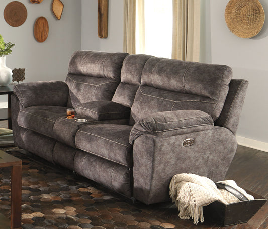 Sedona - Power Hdrst With Lumbar Lay Flat Reclining Console Loveseat With Storage & Cupholders - Hornell Furniture Outlet
