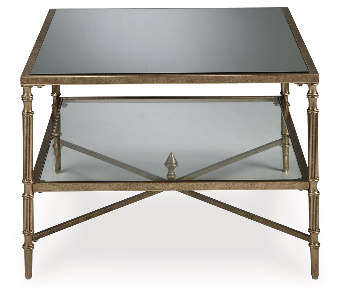 Cloverty - Aged Gold Finish - Rectangular Cocktail Table - Hornell Furniture Outlet