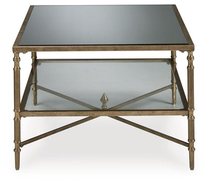 Cloverty - Aged Gold Finish - Rectangular Cocktail Table - Hornell Furniture Outlet