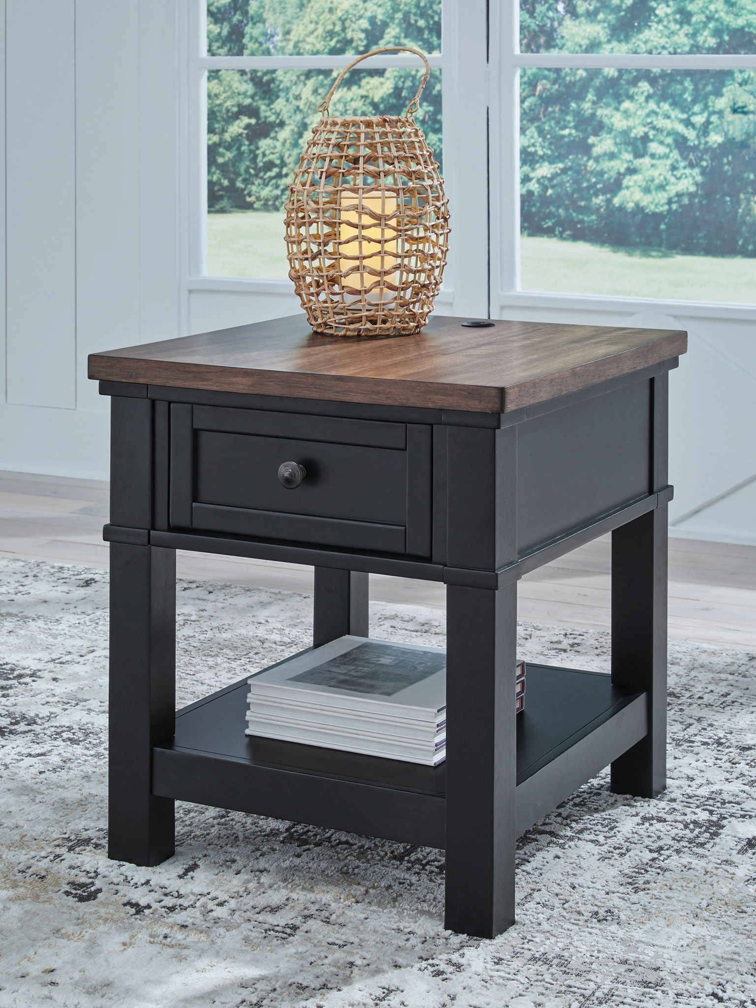 Wildenauer - Brown / Black - Rectangular End Table - Hornell Furniture Outlet