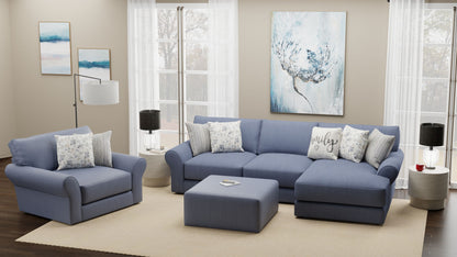Cape May - Sofa Chaise With Comfort Coil Seating, 41" Cocktail Ottoman And 5 Accent Pillows Included - Hornell Furniture Outlet
