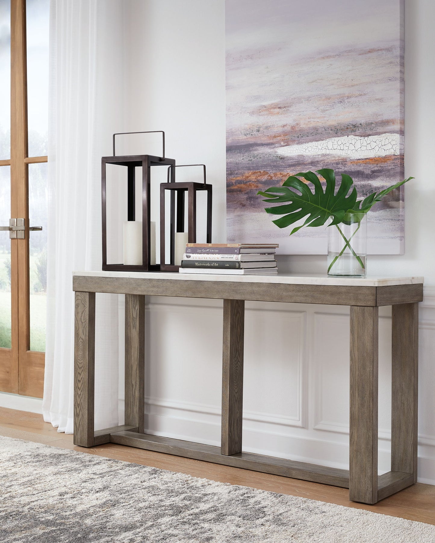 Loyaska - Brown / Ivory - Sofa Table - Hornell Furniture Outlet