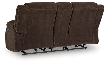 Free Wake - Double Relcining Power Loveseat With Console - Chocolate - Hornell Furniture Outlet