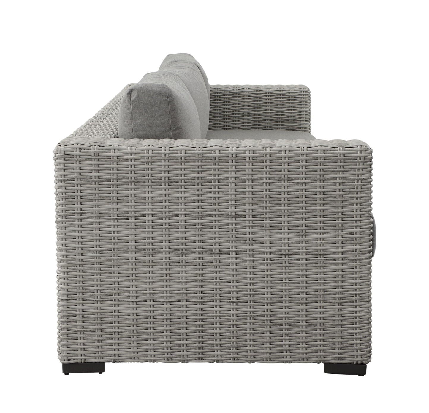 Blakley - Outdoor Sofa With Half Round Wicker - Gray - Hornell Furniture Outlet