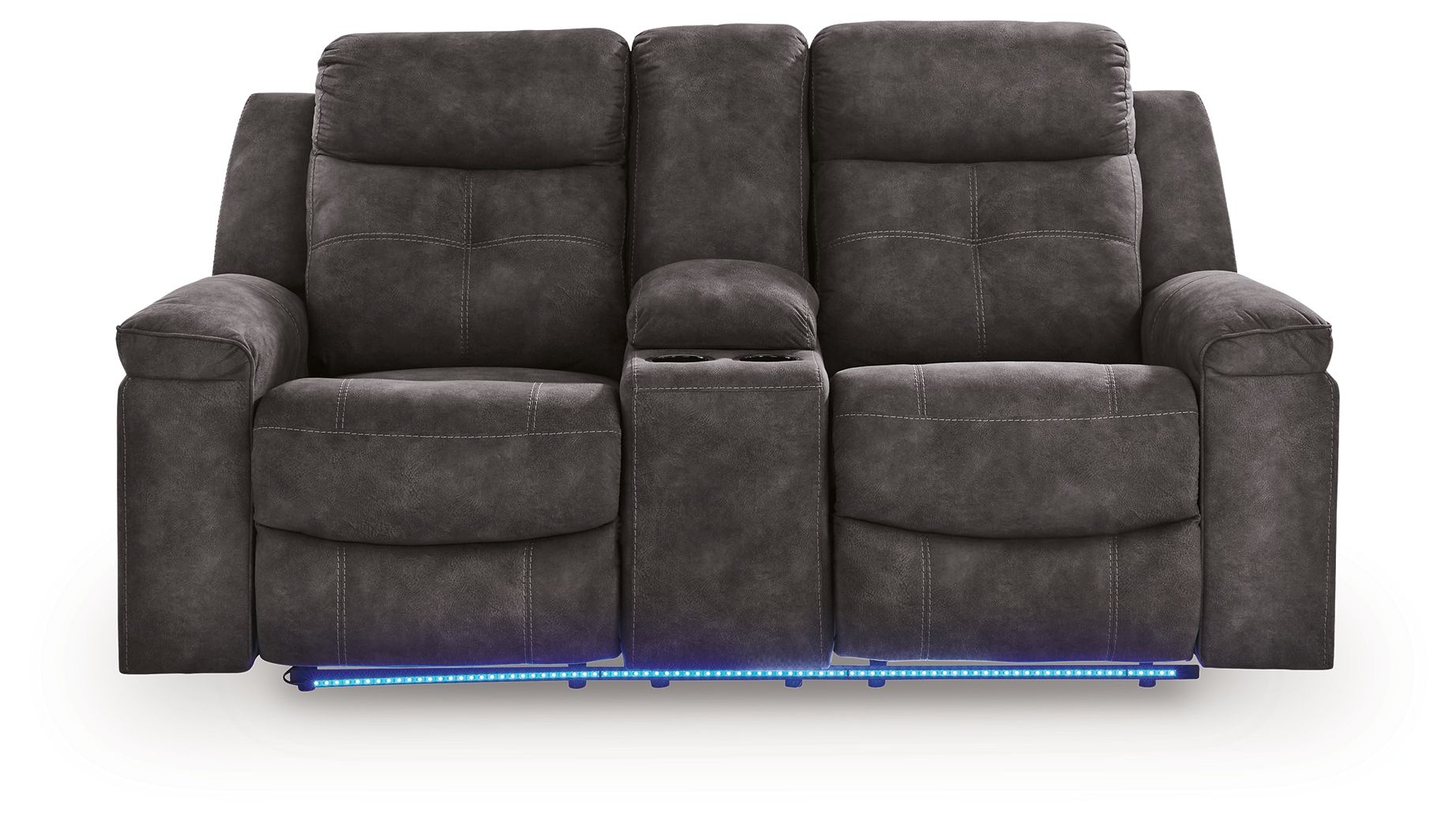 Brysonview - Double Reclining Loveseat With Console - Charcoal - Hornell Furniture Outlet