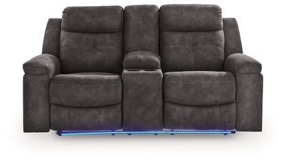 Brysonview - Double Reclining Loveseat With Console - Charcoal - Hornell Furniture Outlet