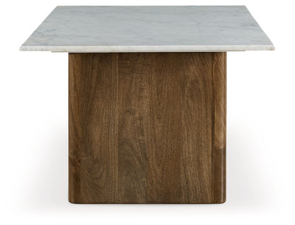 Isanti - Light Brown / White - Rectangular Cocktail Table - Hornell Furniture Outlet