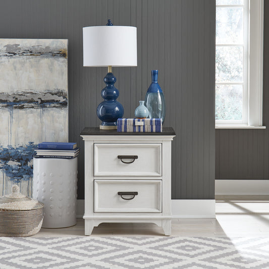 Allyson Park - 2 Drawer Nightstand With Charging Station - White - Hornell Furniture Outlet