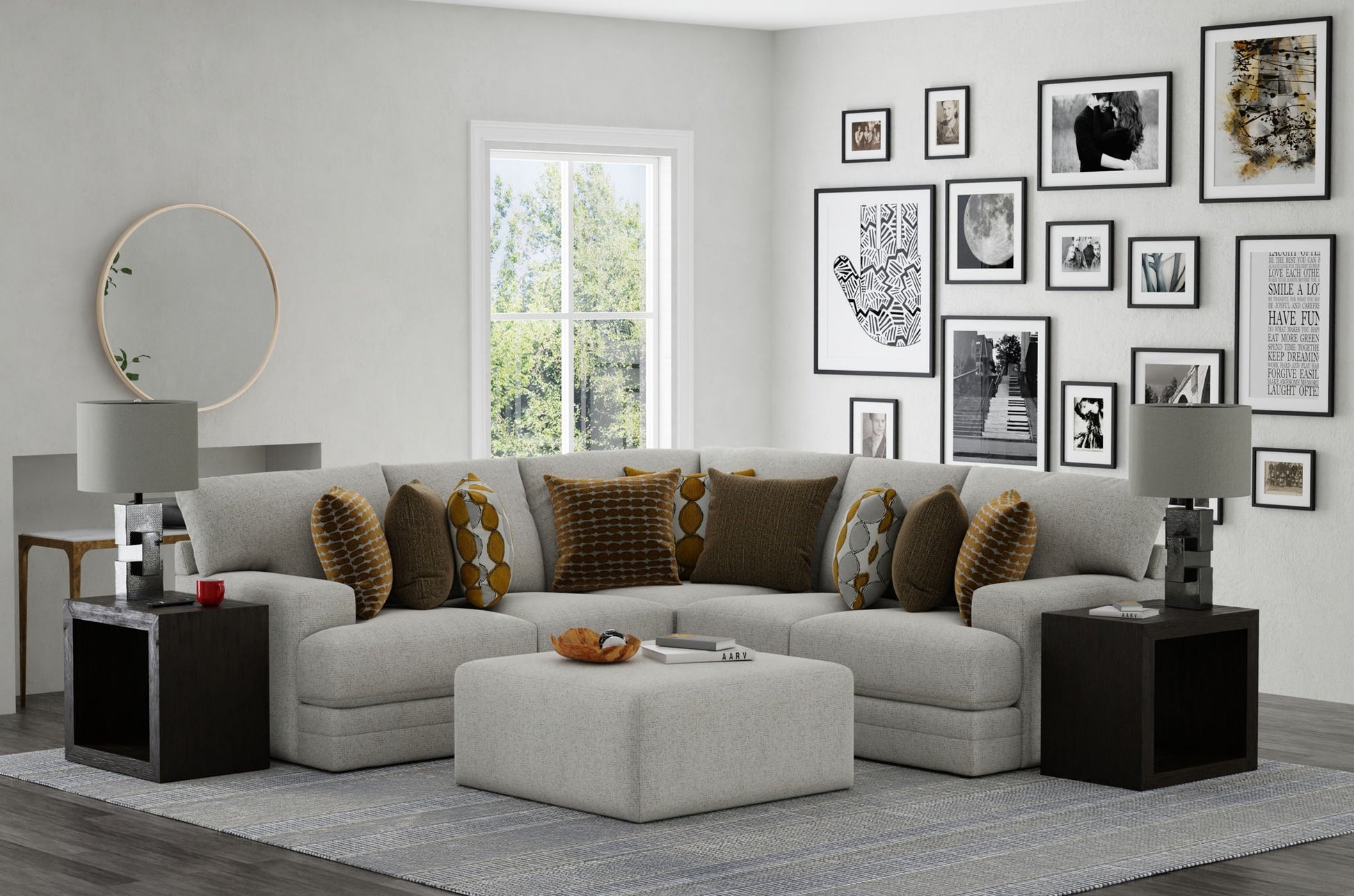 Tori - Sectional With Comfort Coil Seating, Cocktail Ottoman And Accent Pillows Included - Hornell Furniture Outlet