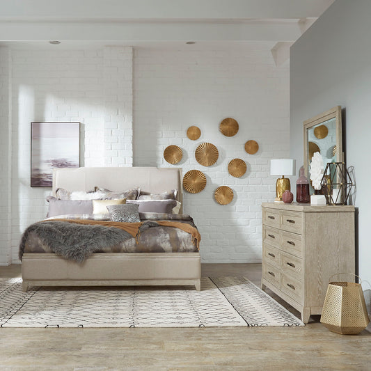 Belmar - Upholstered Bed, Dresser & Mirror Set - Hornell Furniture Outlet