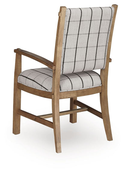 Ridgester - Dining Upholstered Arm Chair (Set of 2) - Light Brown - Hornell Furniture Outlet