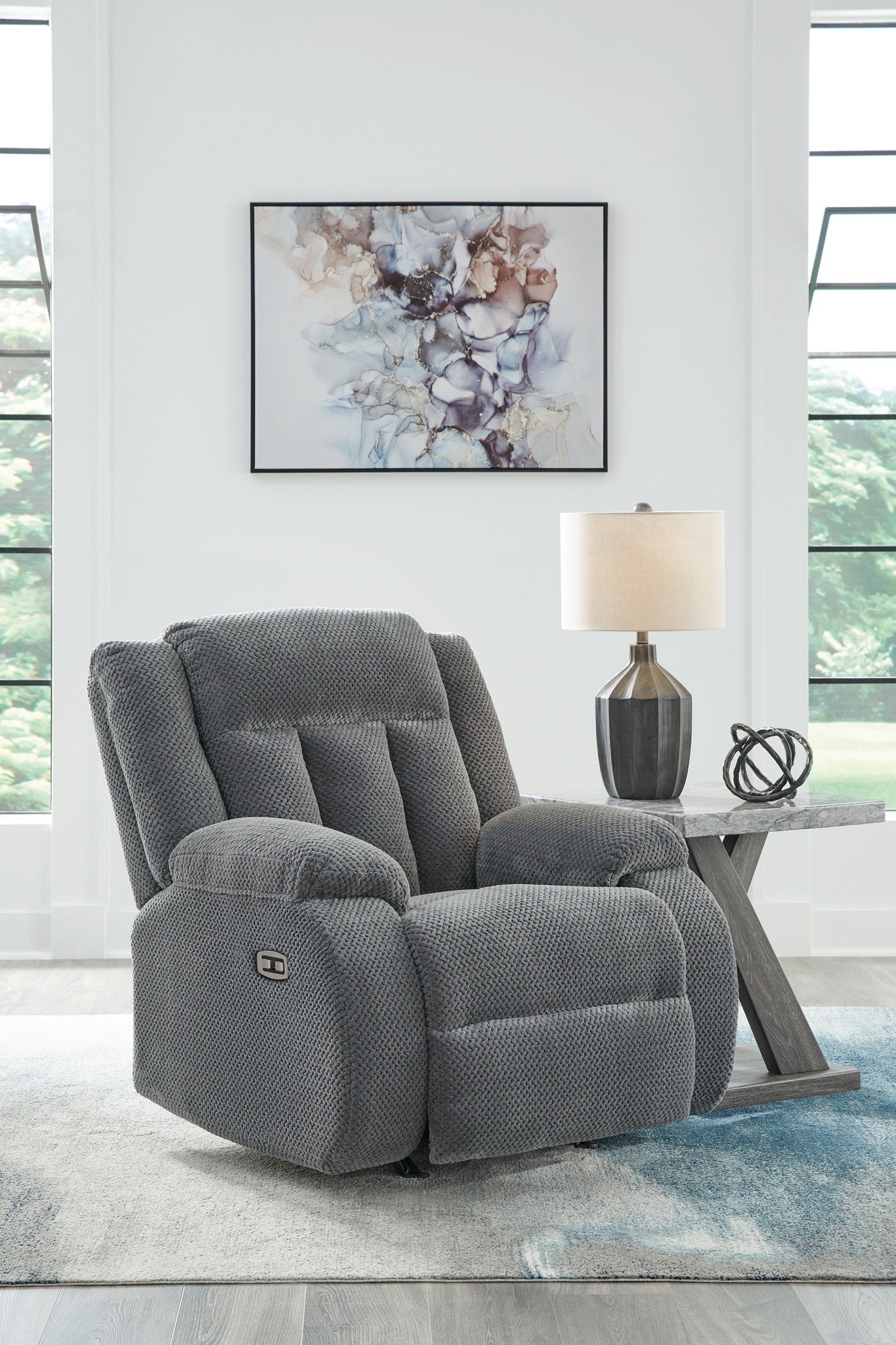 Observation - Power Rocker Recliner - Steel - Hornell Furniture Outlet