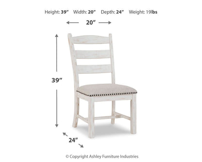 Valebeck - Beige / White - Dining UPH Side Chair (Set of 2) - Hornell Furniture Outlet