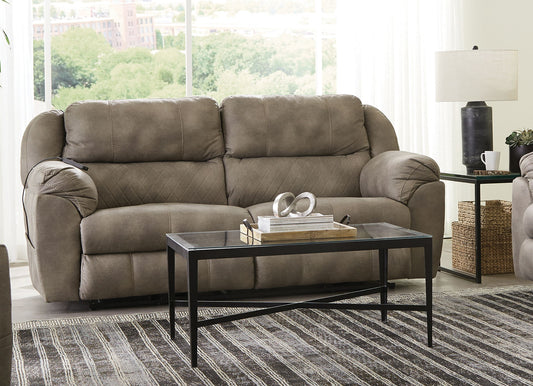 Flynn - Power Lay Flat Reclining Sofa Power Adjustable Headrest & Lumbar And Dual Heat & Massage - Fig - Hornell Furniture Outlet