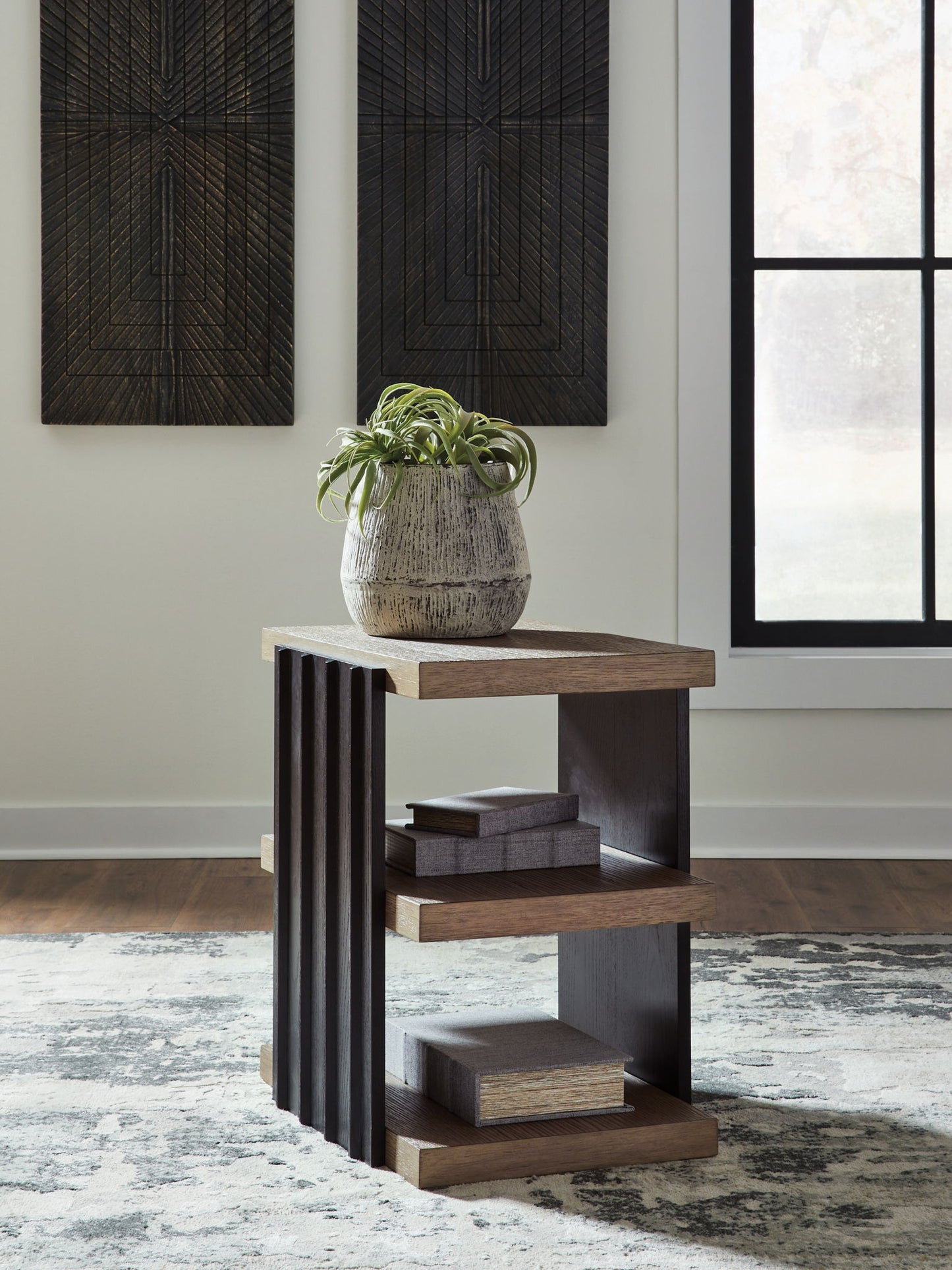 Rylandyn - Rectangular End Table - Black / Light Brown - Hornell Furniture Outlet